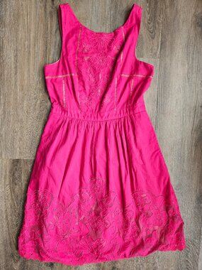 Anthropologie Moulinette Soeurs pink beige sleeveless women's dress sz 4 cotton